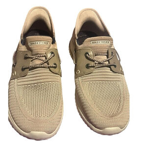 Skechers Slip In Delsom 3.0 Roth Shoes Men's 8‎ Tan Hands Free Arch Support EUC